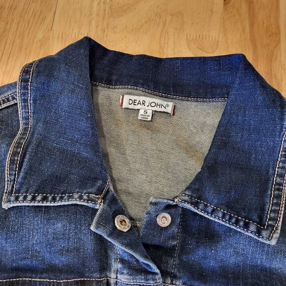 Dear John Denim Snap Front Collared Long Sleeve Jean Dress Pockets Small - Picture 6 of 12